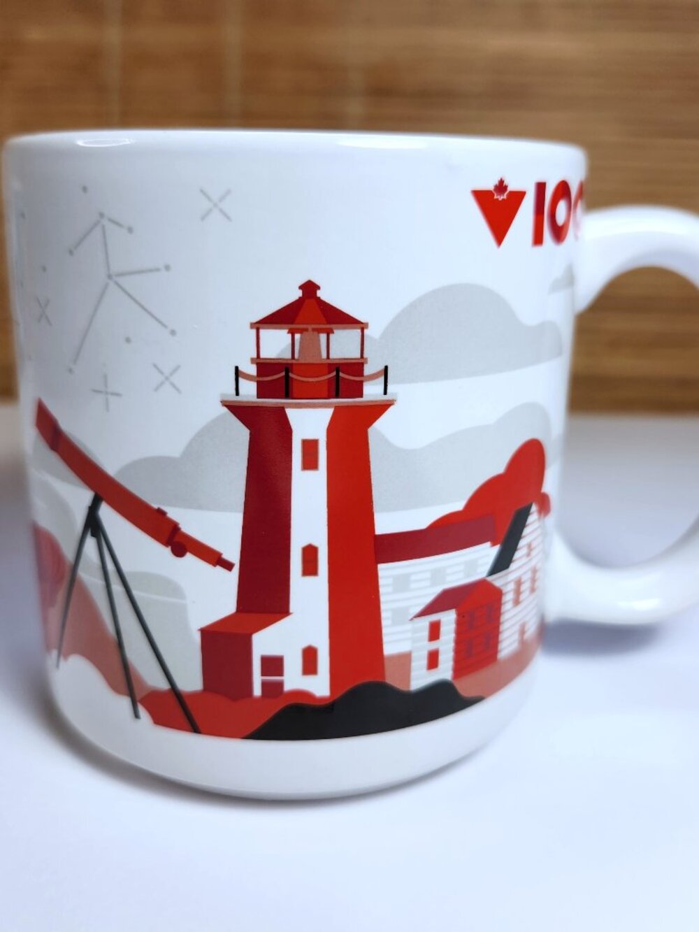 Rare Canadian Tire 100th Anniversary Mug Atlantic Lighthouse Lobster Schooner
